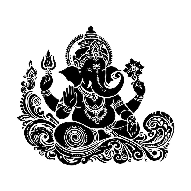 Ganesh silhouette vector Illustration set