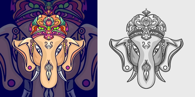 Ganesha flat colorful pattern concept illustrationjpg