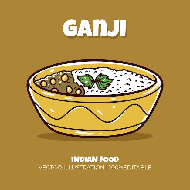 Ganji Indian food vector illustration