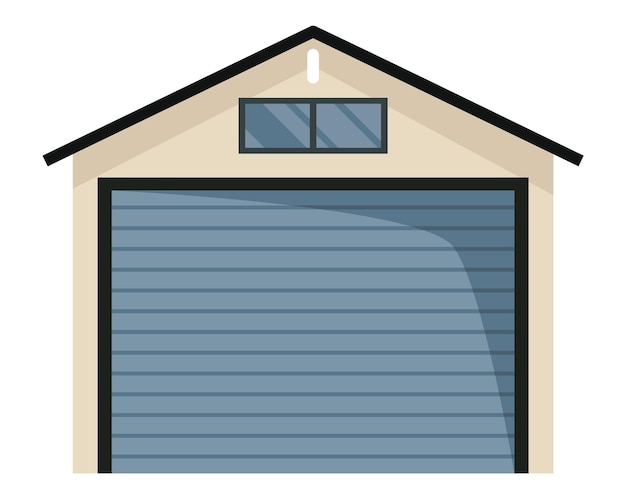 Garage door icon Roll cartoon garage for car house storage Metal entrance with mechanical or automatic control system Vector illustration warehouse shutter on white background