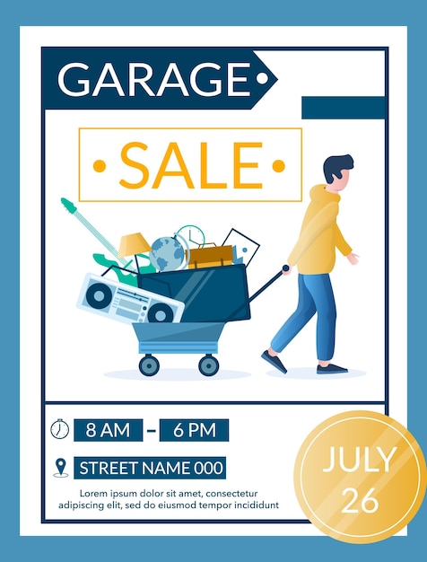 Garage sale advertisement vector banner design template