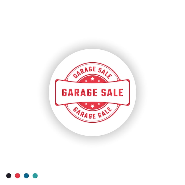 Vector garage sale sticker sign or stamp round label on white background