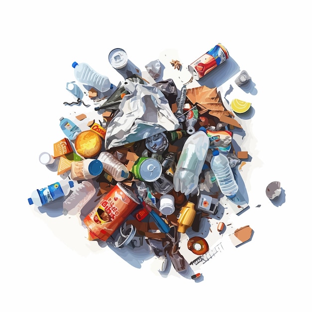 Vector garbage_litter_rubbish_trash_concept_3d