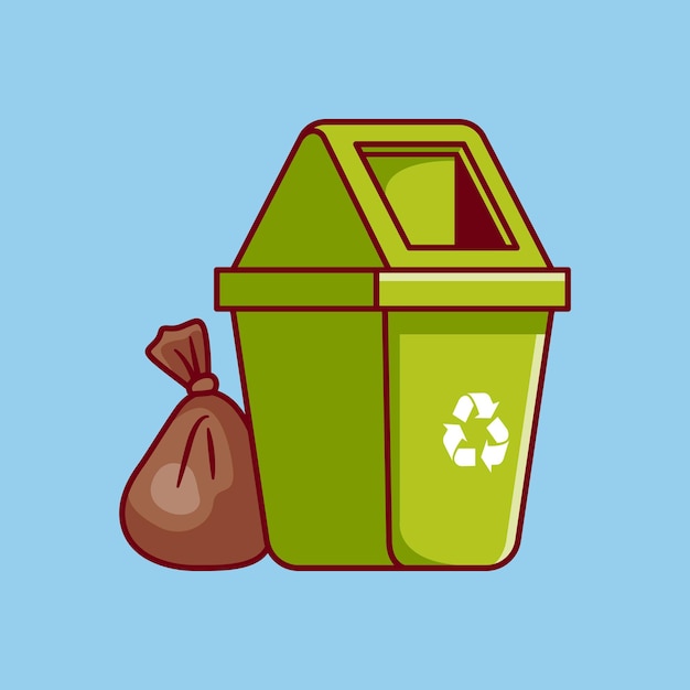 Garbage recycle trash bag icon illustration