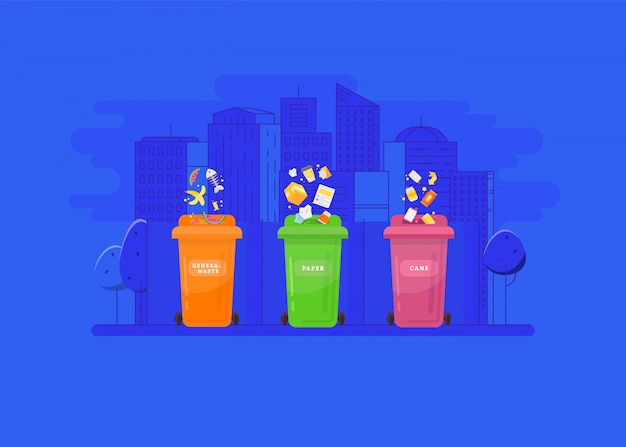 Garbage recycling and utilization concept. 