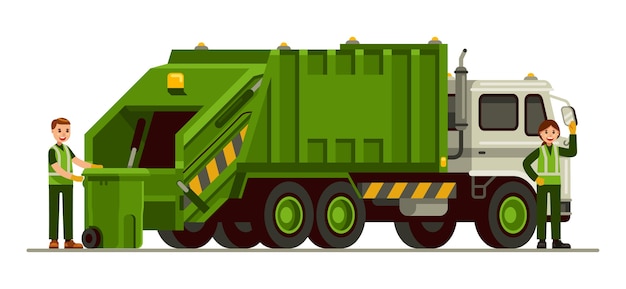 garbage truck and sanitation worker 