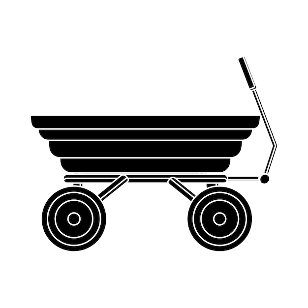 Garden cart icon simple silhouette Garden work cart and brick wheelbarrow