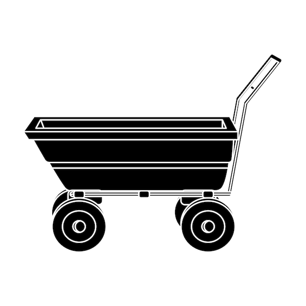 Garden cart icon simple silhouette Garden work cart and wheelbarrow for transporting goods