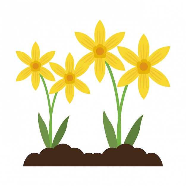 garden flowers cartoon isolated