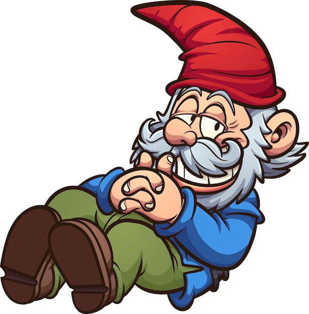 Garden gnome in a resting position cartoon