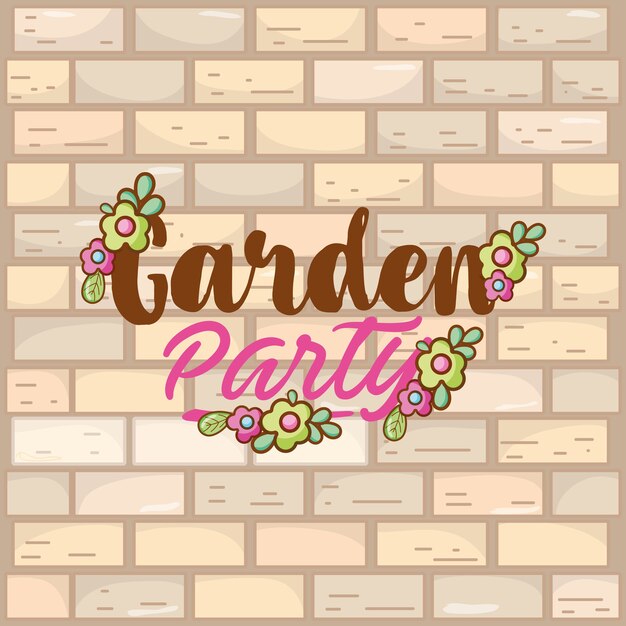 Vector garden party celebration cute cartoons