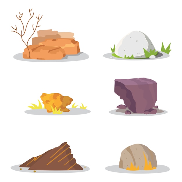 Garden Rocks and stones single or piled for damage illustration