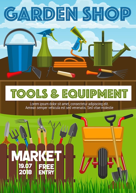 Vector garden shop market vector poster