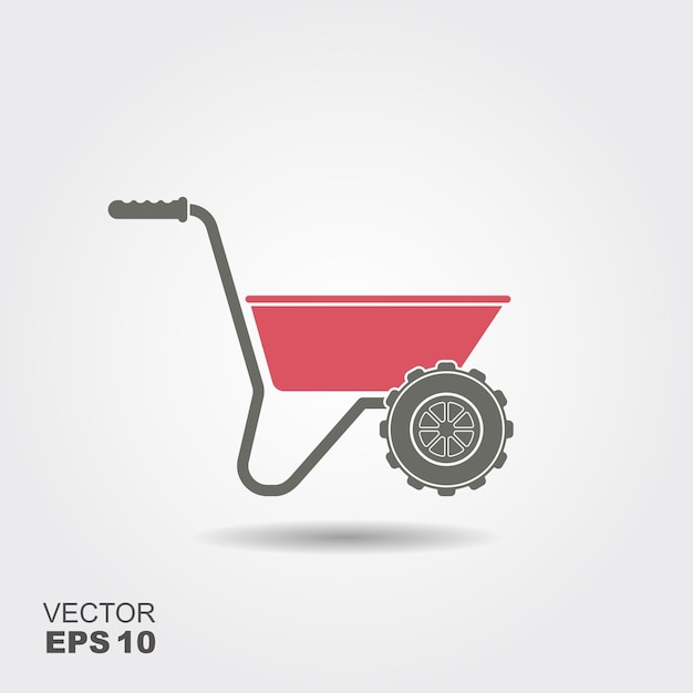 Garden wheelbarrow icon flat Pictogram with shadow