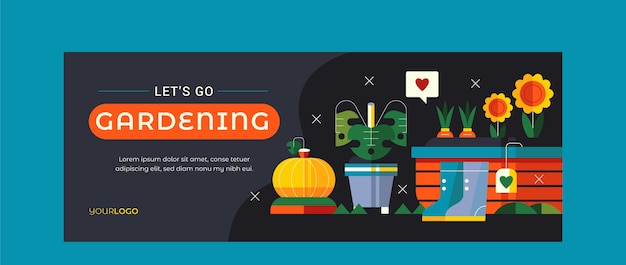 Gardening  facebook cover template design