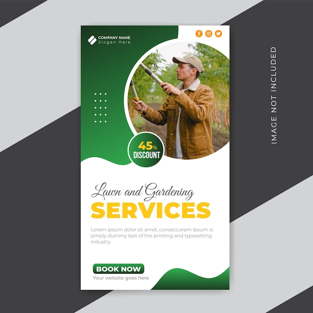 Gardening and farming social media Instagram story design template