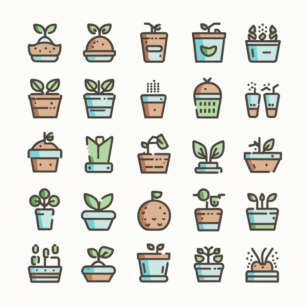 Gardening icon vector set