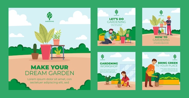 Gardening instagram post template design