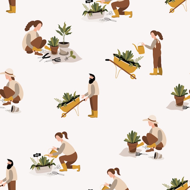 Gardening seamless pattern.