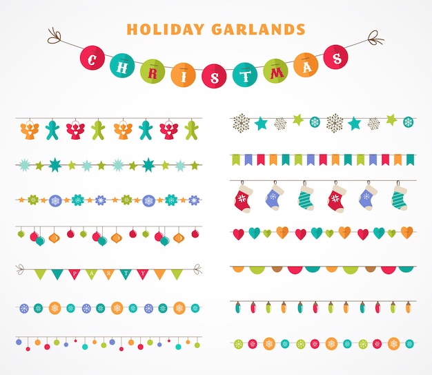 Garland - collection of patterns, brushes, borders for Christmas and party