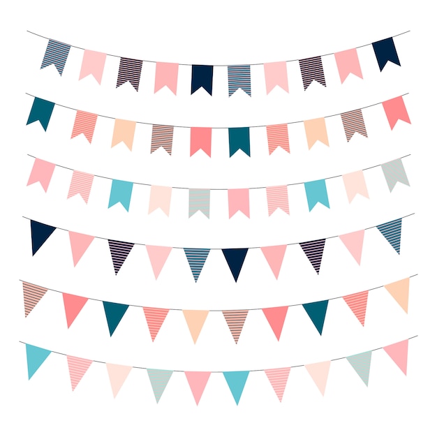 Garland flags. Printable template flags. Happy Birthday vector illustration