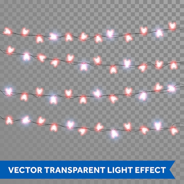 Garland lights heart shaped isolated