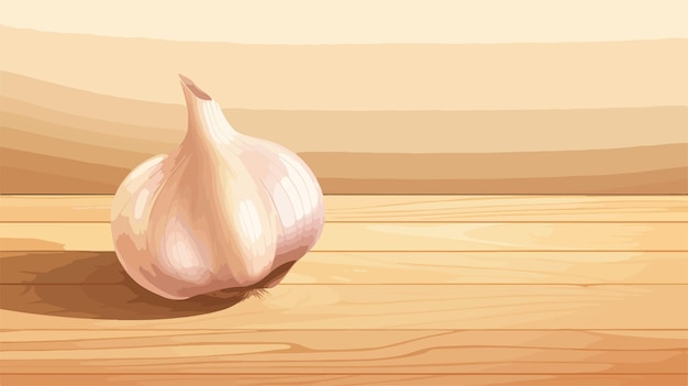 Vector garlic on wooden floor cartoon vector