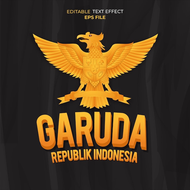 garuda republik indonesia 3d text effect. indonesia independence day template