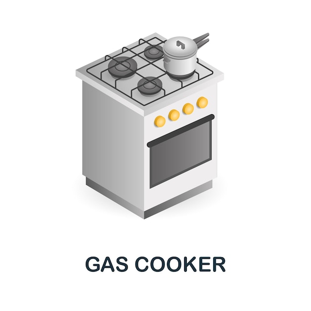 Gas Cooker icon 3d illustration from kitchen supplies collection Creative Gas Cooker 3d icon for web design templates infographics and more