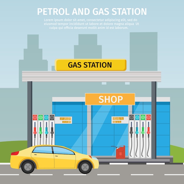 Gas filling station  flat illustration oil service