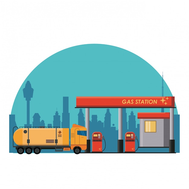 Vector gas fuel station