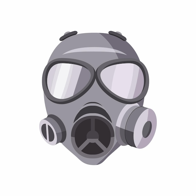 Gas mask icon in cartoon style isolated on white background Equipment symbol