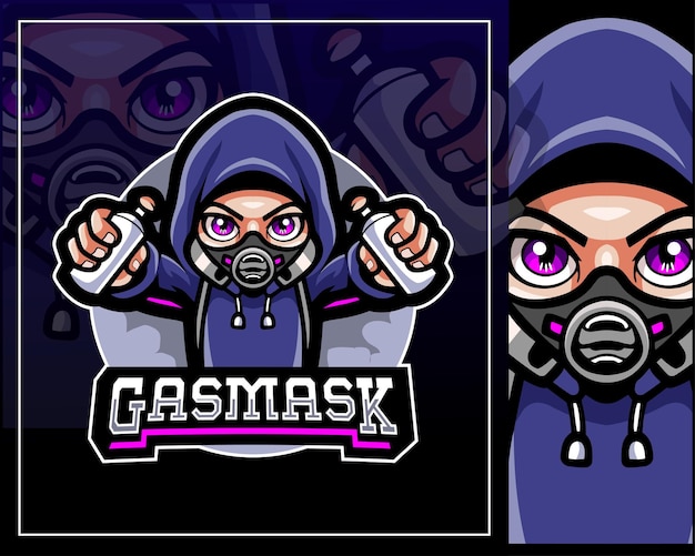 gas mask mascot esport logo design