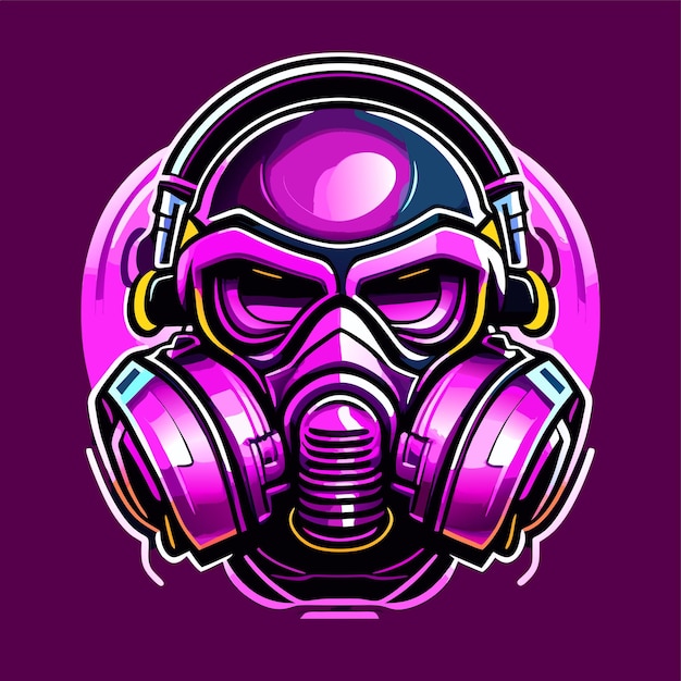 Gas mask sports mascot gaming logo