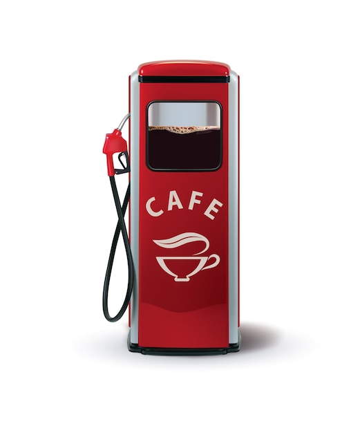 Gas Pump with coffee dispenser isolated on white