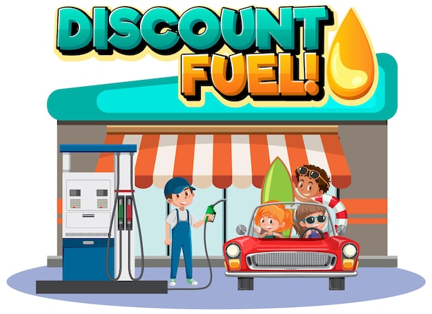 Gas station with discount fuel word logo