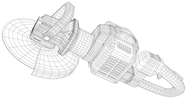 Vector gasoline angle grinder wireframe petrol angle grinder machine vector created of 3d