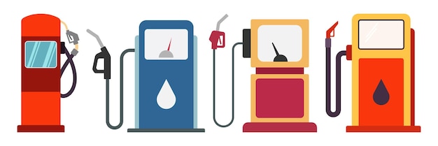 Gasoline pump retro design gas station vector illustration