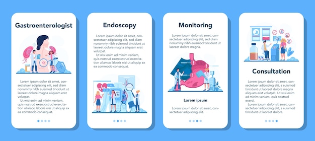 Gastroenterology doctor mobile application banner set