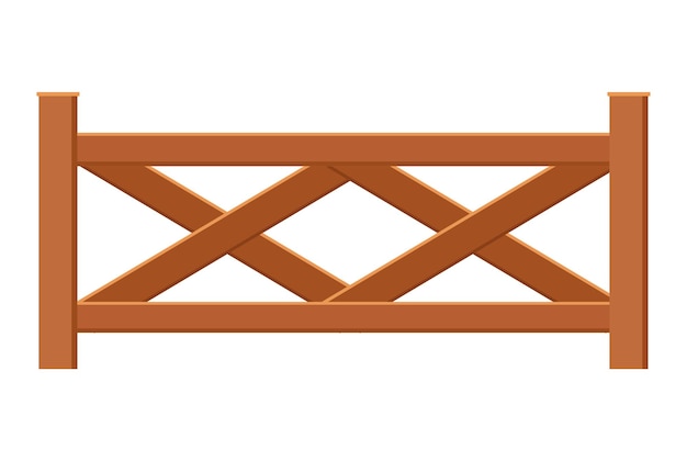 Gate fence from wood. Illustration of decorative barrier. Outdoor protective architecture element