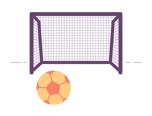 Gate and soccer ball semi flat colour vector object