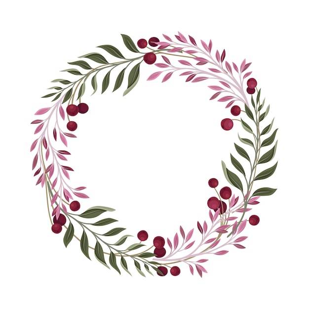 Gathered in wreath branches and berries vector decoration