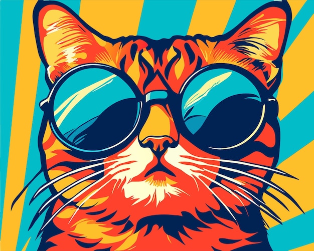 gato con lentes vector illustration flat 2