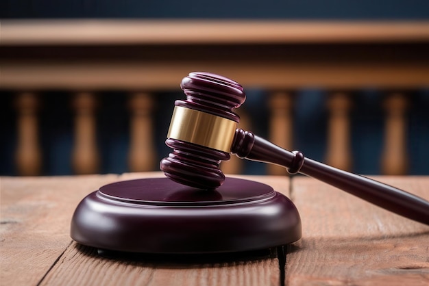 a gavel is on a wooden table with a wooden background