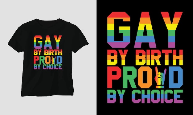 Gay t-shirt or poster design with LGBT flag, rainbow, etc.