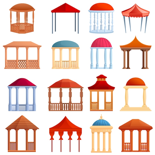 Gazebo set, cartoon style