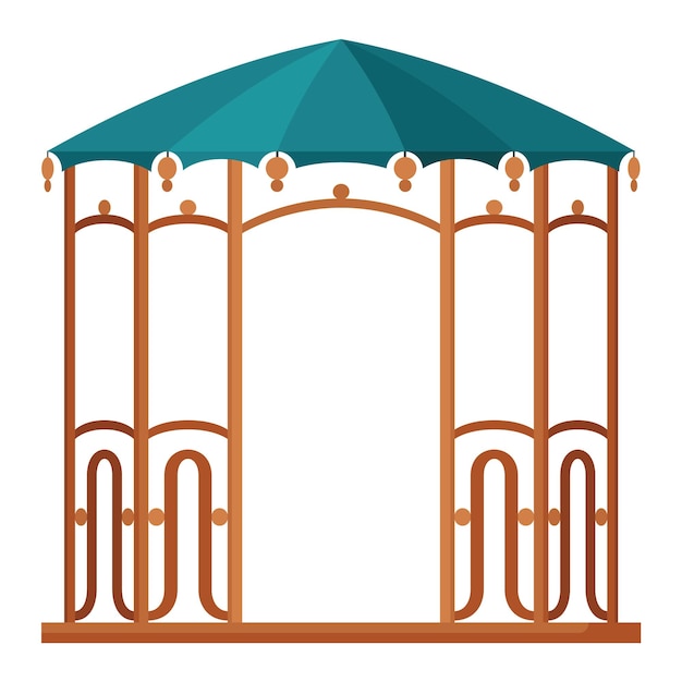 Gazebos pergola style Architecture wooden bower flat cartoon icon Pavilion structure city park