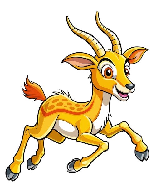 Gazelle 3D Cartoon Vector in White Background