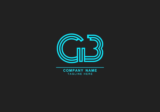 GB or BG minimal abstract and creative in line art style logo