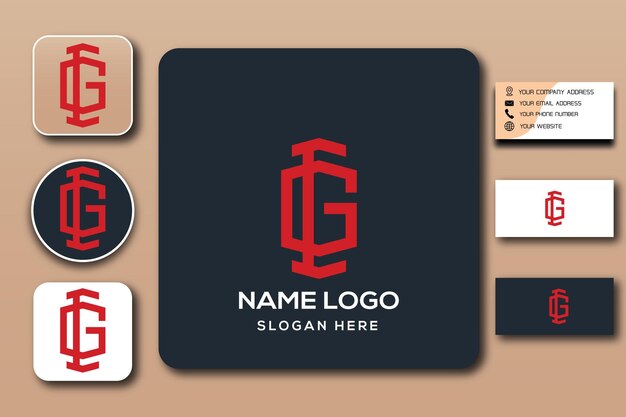 GC monogram logo template color editable